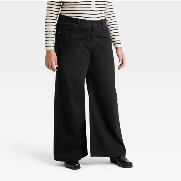 NWT Universal Thread Super Wide Leg Black Jeans - Picture 2 of 14